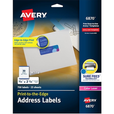 Avery Label, Color, 3/4X2.25, We, 750 AVE6870